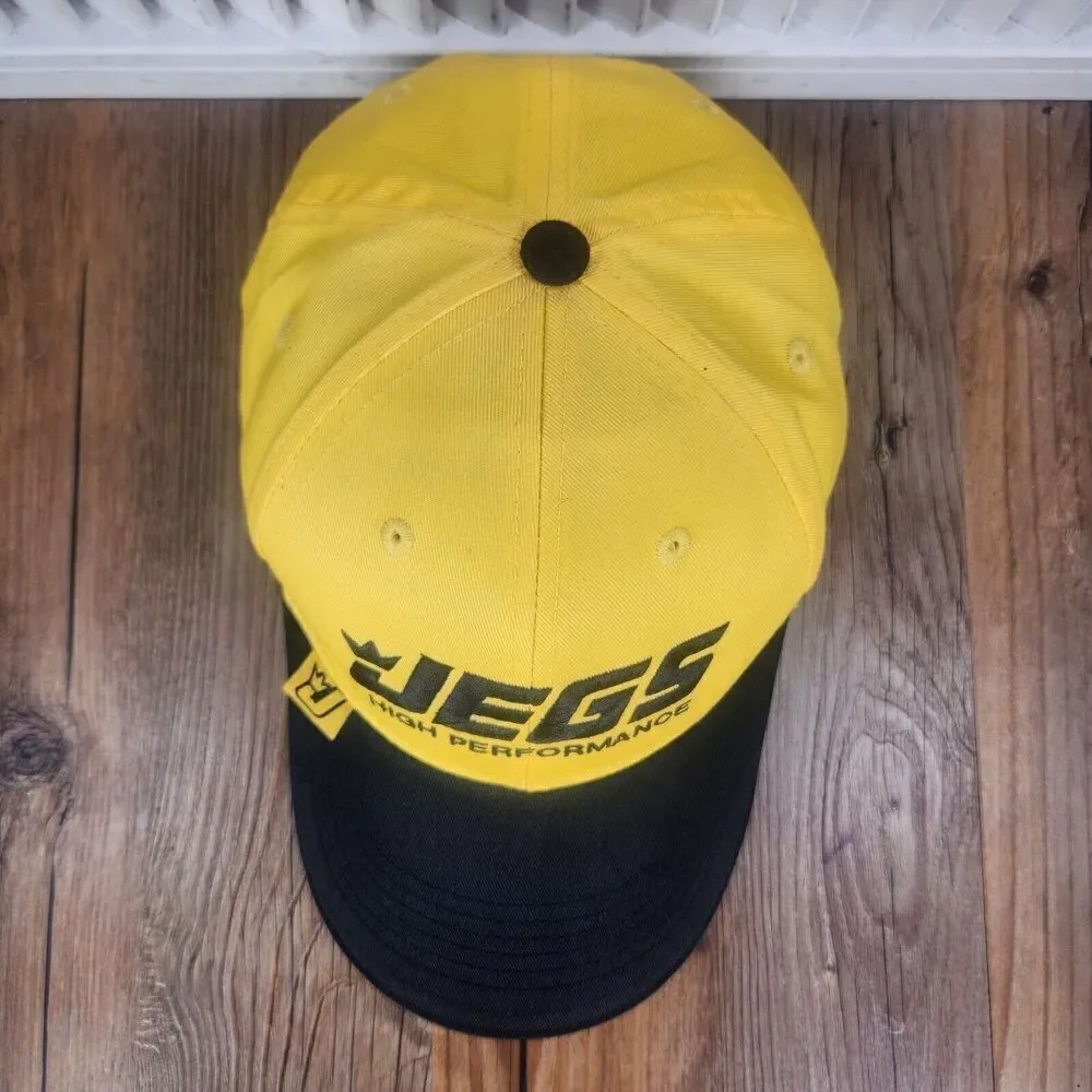 JEGS High Performance Strapback Hat Cap Yellow Black Auto Parts Cars Mechanic